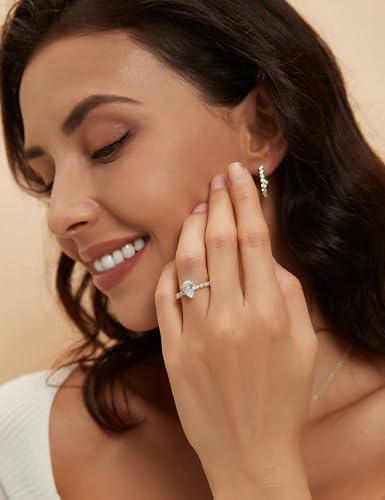 Mameloly 1.5CT Teardrop Engagement Rings for Women Marquise Pear Shaped Cubic Zirconia Promise Rings for Her Size 4-124