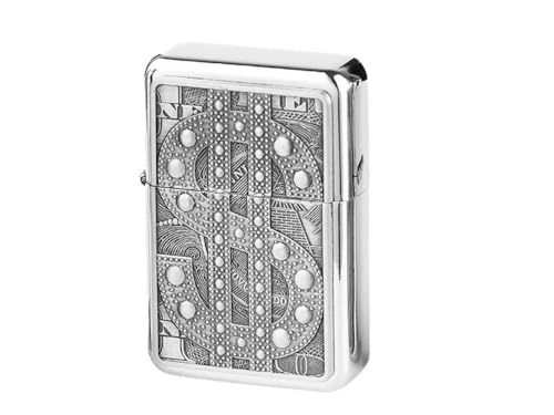Accendino tempesta Fantasy benzina fabbisogno metallo cromato (argento - dollari $)