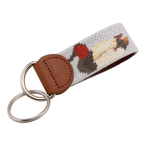 Image of Leather Hand-Stitched Needlepoint Key Fob or Key Chain
