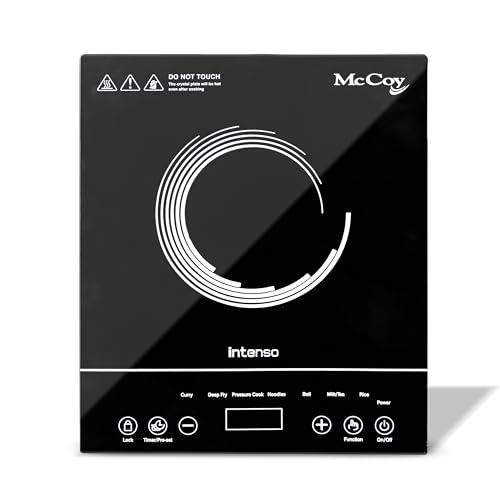 'McCoy Intenso Induction Cooktop, 1800W, Black, Touch Control, Digital Display | Black Crystal Glass | 1 Year Warranty