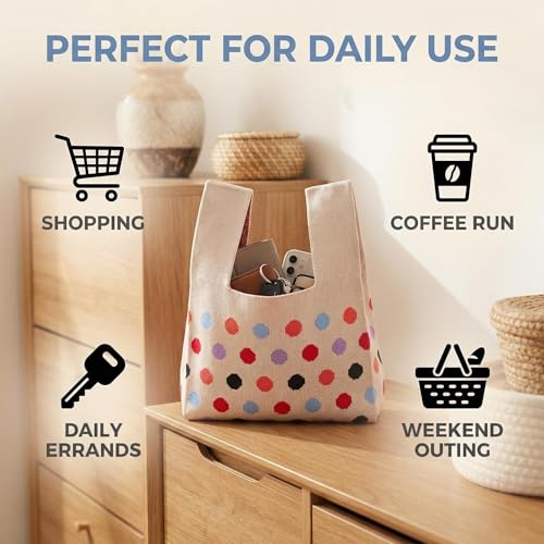 Image of Knot Bag, Mini Knit Tote Bag, Extra Thickened Japanese Knot Bag, Wristlet Handbag - 1 /2 /6 Pack