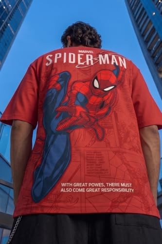 Image of Veirdo Men Spider-Man Printed Oversized T-Shirt