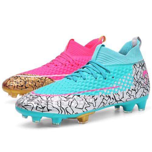 GEXECEUSS Big Boy's Soccer Shoes High Top Ankle Boots Turf Football Shoes High Gripping Power Cleats Soccer Boots for Men Outdoor Competition Training