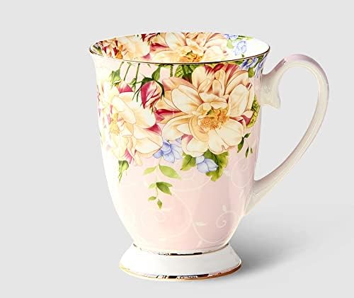 Miniatura 5 de Taza de café 10.1 fl oz, taza de cerámica de porcelana de hueso, tazas café pintura floral, presente creativo, ceremonia vintage