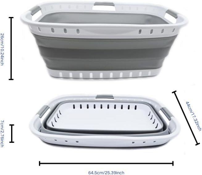 Miniatura 3 de SAMMART Cesta de plástico plegable de 44 L (11.6 galones), contenedor de almacenamiento plegable y plegable, bañera de lavado portátil, cesta de
