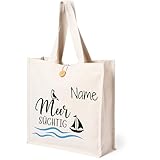 GRAZDesign Personalisierte Canvas Tasche Meer Süchtig - Geschenke für Camper und Segelurlauber