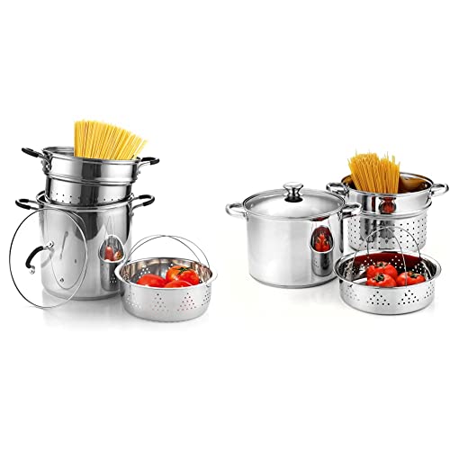 Cook N Home 12 Quart 4-Piece Stainless Steel Pasta Cooker Steamer Multipots