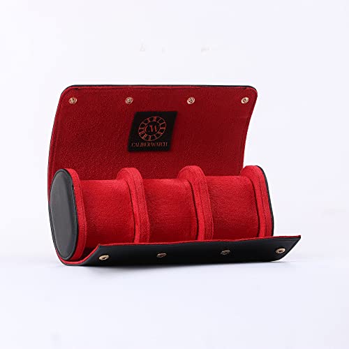 Image of Genuine Napa Leather Watch Roll Travel Case for 3 Watches - Travel Watch Rolls and Leather Watch Display Cases with Velvet Interior - Watch Storage Organizer Men's