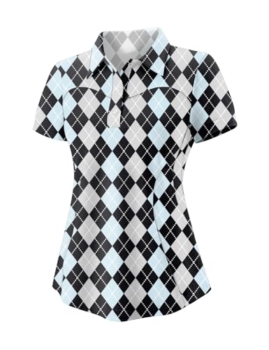 Image of TFSDOD Womens Golf Polo Shirts Collared Short Sleeve T Shirt Lightweight Moisture Wicking Polo Casual 3 Buttons Outfits