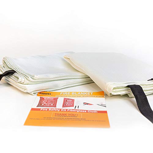 PADOMA Fire Blanket Fire Suppression Blanket (2 PACK) Heavy Duty Fiberglass Cloth, Emergency Fire Safety Blanket Reusable For People, Designed For Kitchen, Fireplace, Grill, Car, House, 39.3X 39.3inch