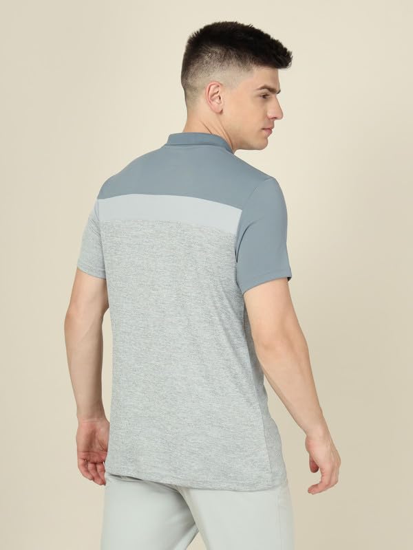 Image of TECHNOSPORT Men's Polo Neck Colorblock Half Sleeve T-Shirt - (MTP741 PRNT)