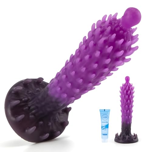 Dragon Monster Dildo 8 Inch Purple Silicone with Suction Cup - Fantasy Anal Sex Toy for Women Men, Prostate Massager Butt Plug Adult Toy (Purple)
