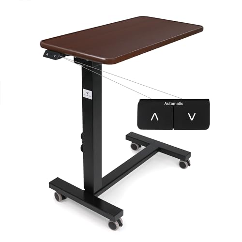 FSA/HSA Eligible, Vaunn Medical Electric Overbed Table Bedside Height Adjustable Table with Wheels (Electric-Powered, Hospital and Home Use)