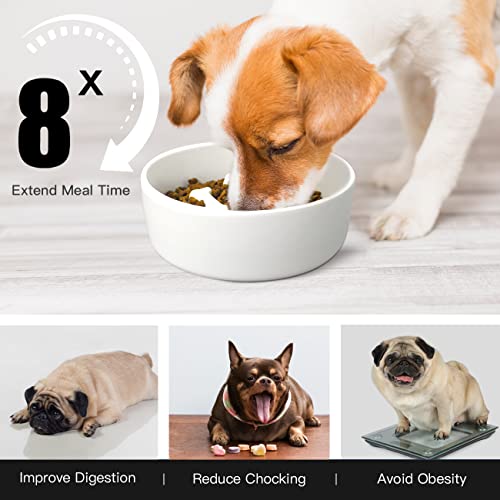 Frewinky Slow Feeder,Ceramic-Slow Feeder Dog Bowls,Dog Food And Water Bowls And No Spill Non Skid Dog Bowl Mat For Puppy Or Small Size Dog, Puzzle Feeder,Set Of 3 #TOP3