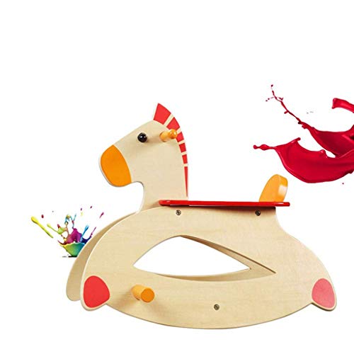 JWDYA Holzschaukelpferd Schaukelstuhl, 1-3 Jahre altes Kind-Fahrt Spielzeug, Schaukeltier for Mädchen und Jungen Freien – Bild 4