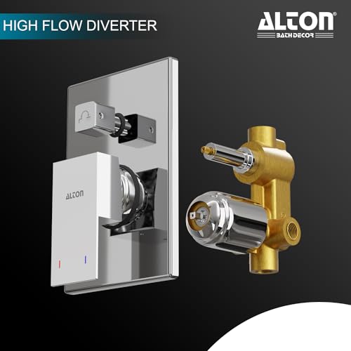 Image of ALTON EDGE, Brass, Concealed Body High Flow Diverter With Exposed Part Kit | Bathroom Shower System | Bathroom Mixer | Chrome Finish