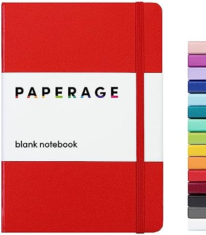 PAPERAGE Blank Journal Notebook, (Red), 160 Pages, Medium 5.7 inches x 8 inches - 100 gsm Thick Paper, Hardcover