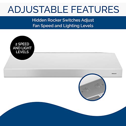 Broan-Nutone Bcsd130Ww Glacier 30-Inch Under-Cabinet 4-Way Convertible Range Hood With 2-Speed Exhaust Fan And Light, 300 Max Blower Cfm, White #TOP4