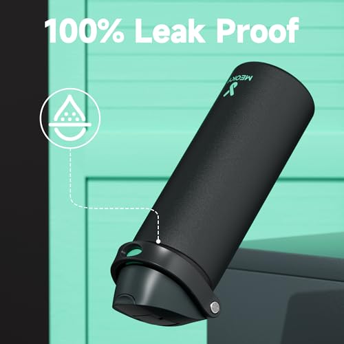 Image of 24 oz Insulated Water Bottle for Sports: Meoky Stainless Steel Water Bottle with 2-in-1 Straw and Spout Lid - Leak Proof, Cold for 24 Hours, Fits in Car Cup Holder, BPA-Free for Travel Gym, Foggy Tide