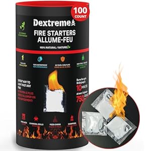 Quick Instant Fire Starter 100Pcs – Waterproof All-Purpose Indoor & Outdoor Firestarter, for Charcoal Starter, Campfire, Fireplace, BBQ, Survival and Wood Stove – Odorless and Non-Toxic
