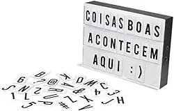 Luminária Letreiro de Cinema Light Box LED com 96 Letras, Números e Ícones – Personalize Sua Mensagem | Ideal para Decoração, Presentes e Recadinhos Criativos
