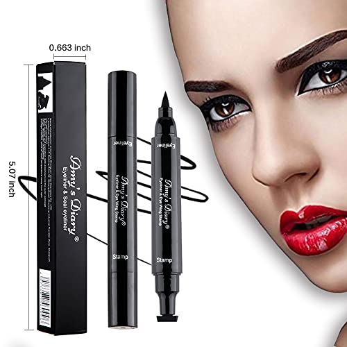 Amy's Diary Eyeliner Stamp 2 Pens Winged Stamp Eyeliner, Perfect Wing Cat Eye Stencil Stamp For All Eye Shapes, Winged Eyeliner Stamp, Perfect Wing Cat Eye Liner, Waterproof & Smudge-Proof #TOP5