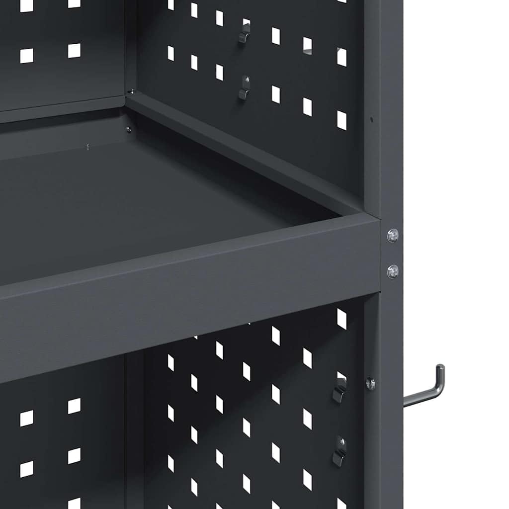 vidaXL Carro de Herramientas con Estante Antracita 65 x 35 x 111 cm, Carro de Herramientas, Almacenamiento móvil Moderno, Ruedas bloqueables, diseño Rectangular, Organizador portátil, Garage
