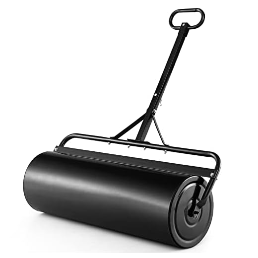 IRONMAX Lawn Roller, 30 Gallons/113 L Manual & Tow-Behind Steel Sod Roller w/Push Pull Handle, Lawn Rollers Tow Behind Water Filled for Yard, Park, Garden, Ball Field (30 Gallons, Black)