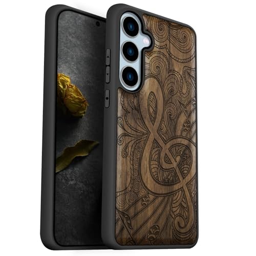 Coque Galaxy S24 FE silicone et bois au design musique pour le quotidien