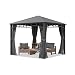 Produktbild TOOLPORT Gartenpavillon 3x3 m Stahldach Hardtop 4 Seitenteile in Grau, Pfosten 9x9 cm