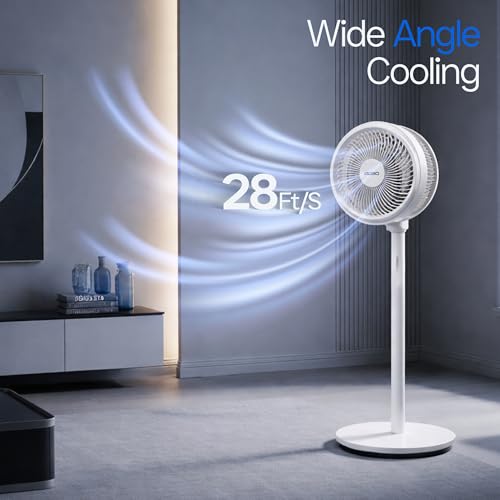 Image of oltao Bora Super Silent Pedestal Fan with Remote, Wide Angle Oscillation, Feather Touch Panel, Long Air Throw & Timer, Adjustable Height 2026