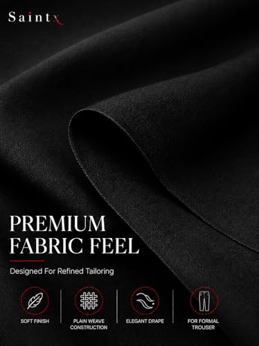 SaintX Men's Unstitched Premium Trouser Fabric Black 1.3m - Image 3