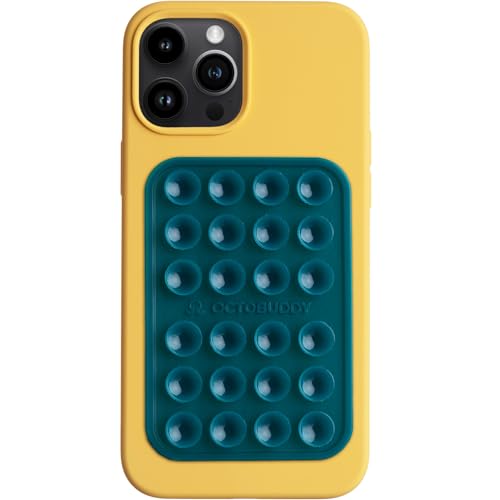 OCTOBUDDY - Silicone Suction Phone Case Adhesive Mount - Hands-Free, Strong Grip Holder for Selfies & Videos - Durable, Easy to Use - iPhone & Android Compatible - 2.25â€³ x 3.25â€³, Teal