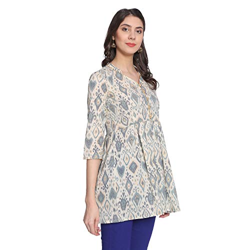 Image of Rapsodia Women Abstract Printed Cotton Short Kurta (Off White)
