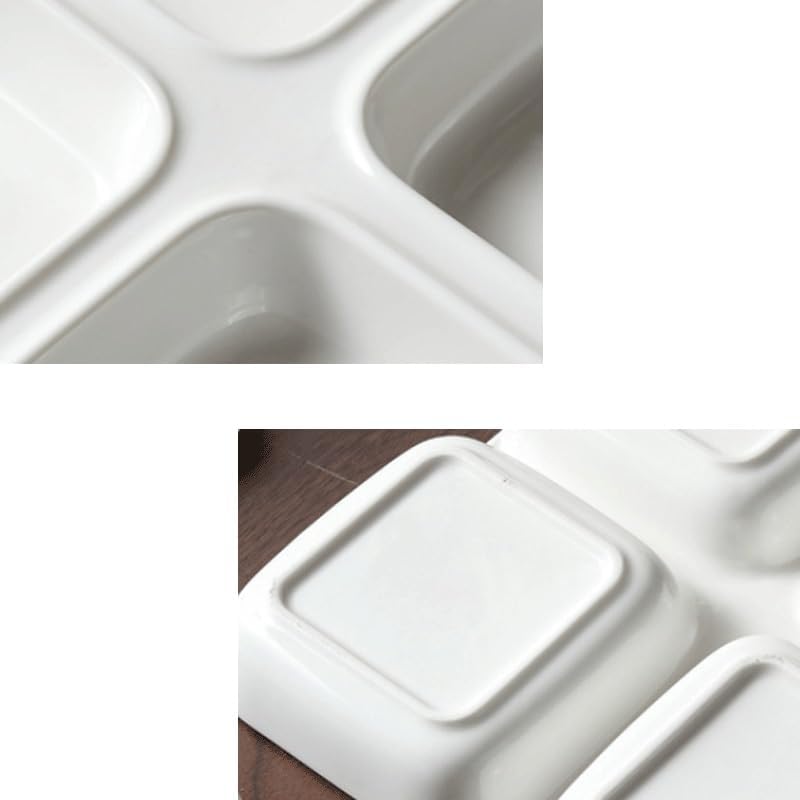 Tableware Ceramic Four Grid Fruit Platter Snack Plates Tea Set Dessert Compartment