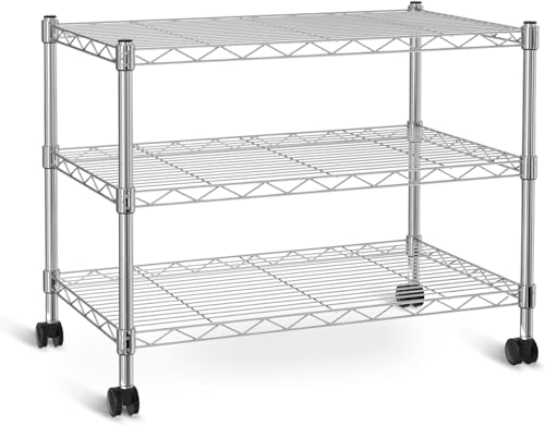 Image of Simple Deluxe 3-Tier Storage Shelves, 750 Lbs Loading Capacity, 24.02 inch W x 13.78 inch D x 21.97 inch H Shelving Unit for Garage, Pantry and Kitchen, Chrome