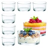 YBCPACK 8 Stück Dessertgläser 200ml, Transparente Dessertschalen & Eisschalen aus Glas, Glatt & Klar, Stapelbar, Dickwandig, Spülmaschinenfest für Tiramisu, Pudding, Joghurt, Müsli