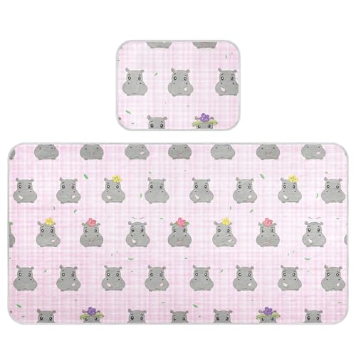 Takiito Cute Hippos Baby Cooling Mattress Pad, Soft & Breathable Cooling Mat Keep Baby Cool in Summer 28x52 in, Nursery Essential