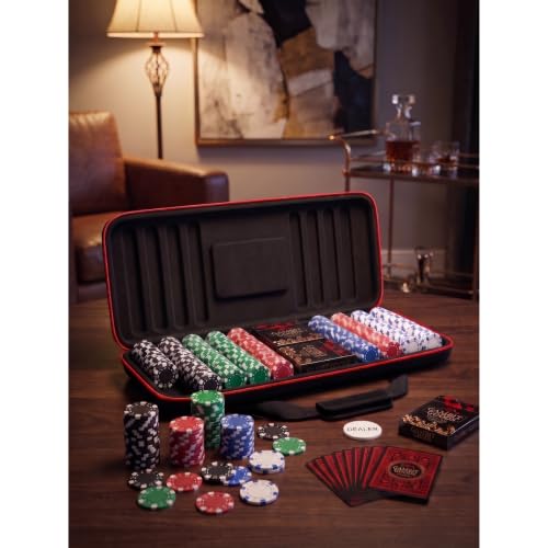 Image of Adult Casino Style 500 Chips /Pcs Poker Chips Set with A Unbreakable Aluminum Finish Case, 2 Decks of Card Game, 5 Dice, 1 Dealer Button for Kids(Classic Multiplayer Game)