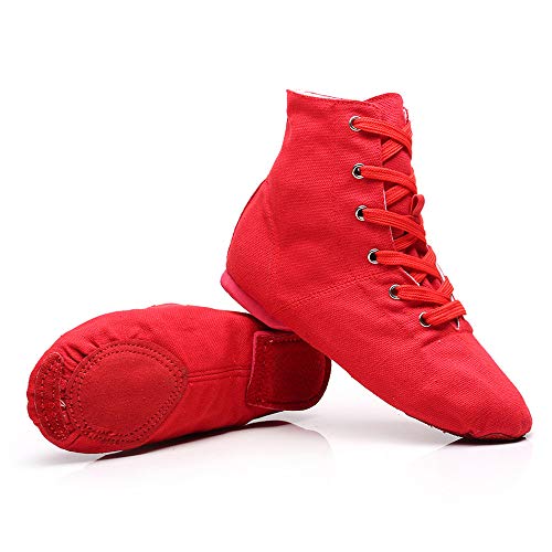Soho Canvas Lace-up Dance Shoes Flat Practice Black Red Jazz Dancing Boots for Men Women4
