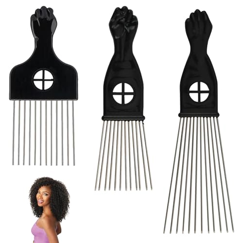 3PCS Metal Comb for Hair Not Easy to Deform and Break Afro Comb for Curly Hair Sturdy and Beautiful Durable Not Easy to Rust Afro Hair Comb for Hair Care and Styling Afro Curly Hair Style