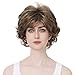 Aimole Short Curly Synthetic Wigs Full Capless Hair Women's Thick Wig for Everyday 12TT26 (Light Reddish Golden Brown with Bright Golden Blonde Highlighted)