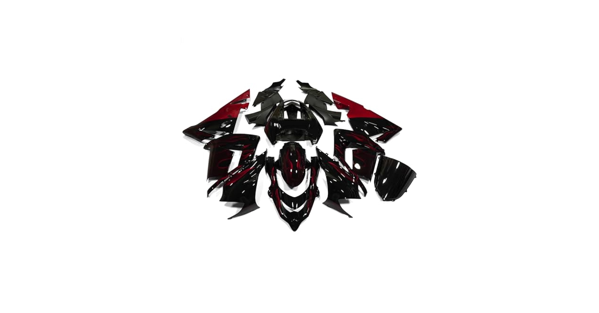 Amazon.com: ZXMOTO Black With Red Flames Fairing Kit for