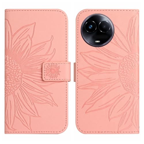 Rfvzubemok Compatible with Realme 11 5G RMX3780 Cover,Compatible with Realme C67 5G Flip Kickstand Card Slots Magnetic Closure Phone Case Pink