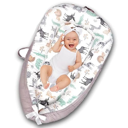 Image of Gaoxianglin Soft Cotton 𝗕𝗮𝗯𝘆 𝗻𝗲𝘀𝘁 Lounger for 𝗻𝗲𝘄𝗯𝗼𝗿𝗻 - Portable Co-Sleeper Floor Seat, 𝗶𝗻𝗳𝐚𝗻𝘁 Snuggle Pillow for 0-24 𝗠onths(Color: 10)