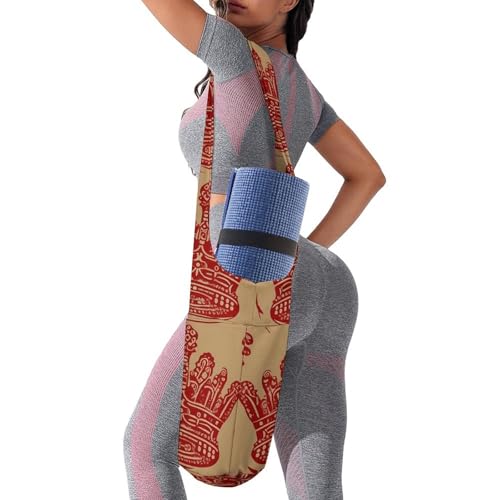 Sac de tapis de yoga en toile rouge avec grande capacité de rangement - 7