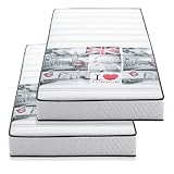 BLUE MOON Lot de 2 Matelas Mousse London 90x190. Mousse profilée 5 Zones de Confort. Épaisseur 15cm – Fabriqué en Belgique