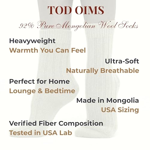 Image of 92% Merino Wool Socks Rib-Knit Home Natural, Made in Mongolia | Mongolian, Heavy, Natural, Sustainable, Breathable, All-Weather Comfort