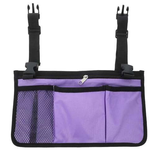 PACKOVE Bolsa Organizadora Lateral para Silla de Ruedas de Tela Oxford, Bolsa de Almacenamiento Portátil y Desmontable para Andador, Color Púrpura, Adecuado para Viajes y Uso Diario