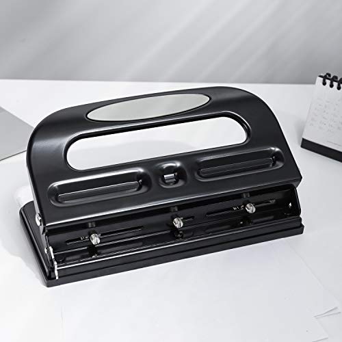 Image of Amazon Basics 3 Hole Punch with Easy-Clean Tray, 30 Sheet Capacity, Black, 6-Pack